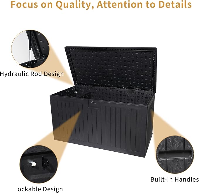KUIKUI 320 Gallon Deck Box Waterproof, Extra Large Outdoor Storage Box Lockable - Image 9