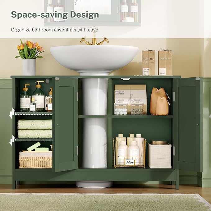 TEENFON 35.4" Pedestal Sink Storage Cabinet - Image 5
