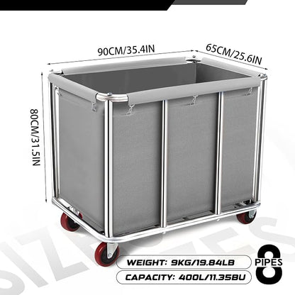 Commercial Laundry Cart on Wheels, 11.35 Bushels Large Roller - Image 6