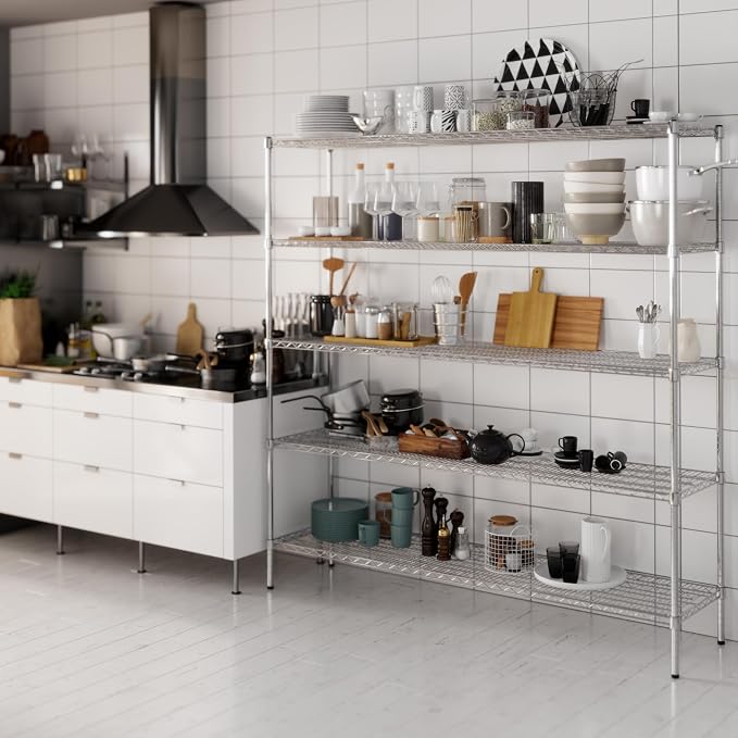 18" Deep x 72" Wide x 74" Height Wire Shelving Kit | 5-Tier | NSF Commercial - Image 8