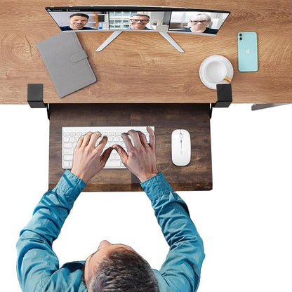 ETHU Keyboard Tray Under Desk, 19.7" X 12.2" Small Size C Clamp Keyboard Drawer - Image 4