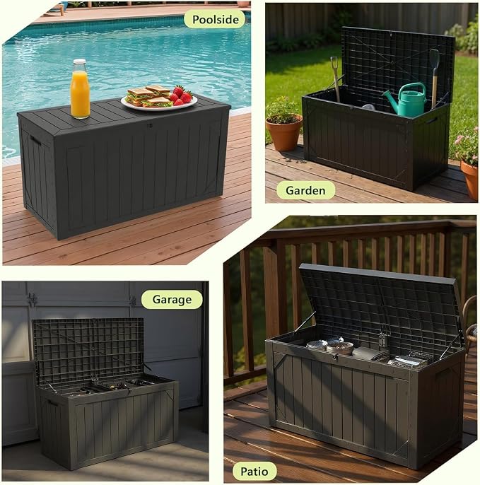 100 Gallon Resin Deck Box, Waterproof Outdoor Storage Box - Image 7