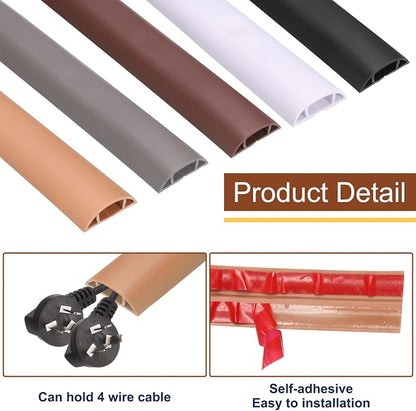 HARFINGTON 6ft Cord Cover Floor W0.6 x H0.33 Inner Channel PVC Hide Extension - Image 4