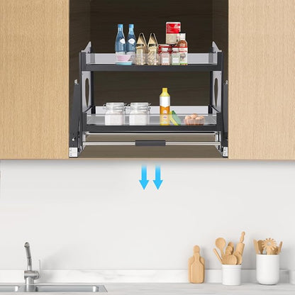DNYSYSJ Pull down Shelf for Upper Cabinets, 2-Tier Pull down Cabinet Organizer - Image 3