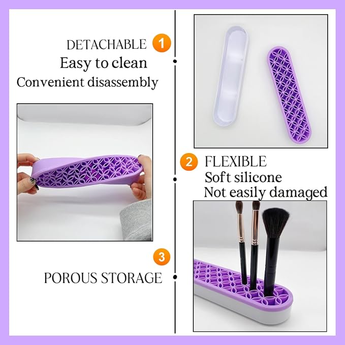 TANG SONG 2 PCS Silicone Make up Brush Holder Cosmetic Storage Box Desktop - Image 3