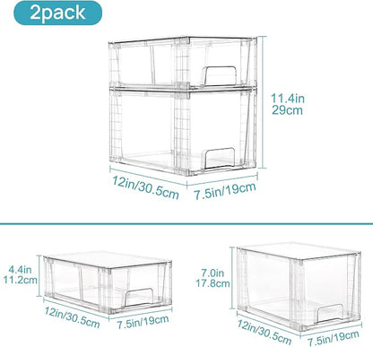 Vtopmart 6 Pack Clear Stackable Storage Drawers, Plastic Drawers - Image 3
