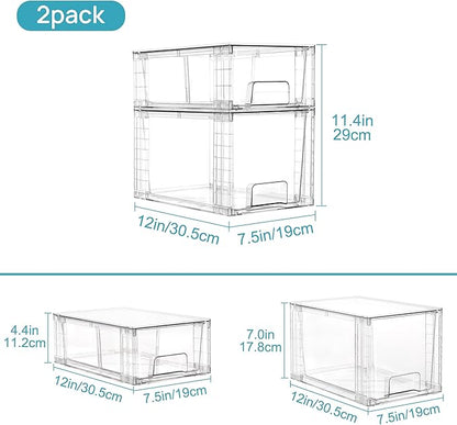 Vtopmart 8 Pack Clear Stackable Storage Drawers, Plastic Drawers - Image 3