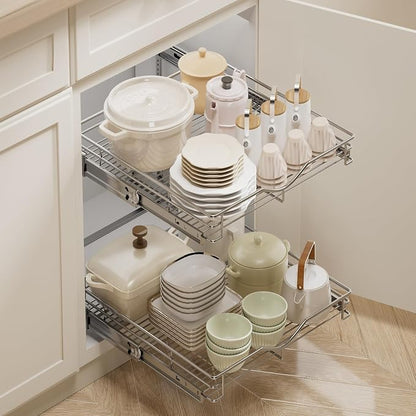 DINDON Pull Out Cabinet Organizer, Cabinet Pull Out Shelves, 2 Tier Pull Out - Image 2