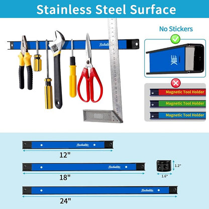 6 Pieces 18" Magnetic Tool Holder Strip, Metal Tool Organizer Rack - Image 4