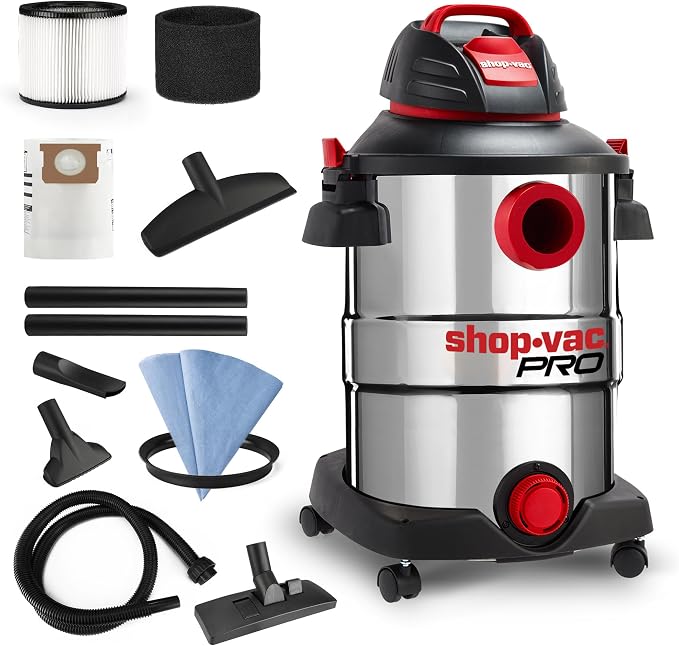 Shop-Vac 12 Gallon 6.0 Peak HP Wet/Dry Vacuum, Stainless Steel Tank, 3 in 1 by Shop-Vac