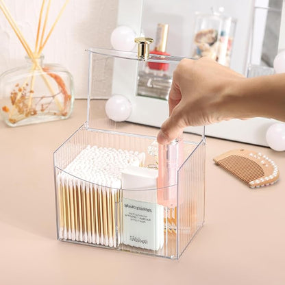 Tbestmax Qtip Holder Dispenser 2-Section Clear Bathroom Organizer 2 Grids - Image 4