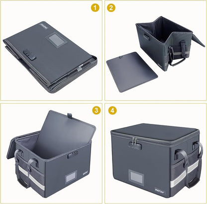 ENGPOW File Box with Lock, Fireproof Document Box with Pockets, Collapsible - Image 7
