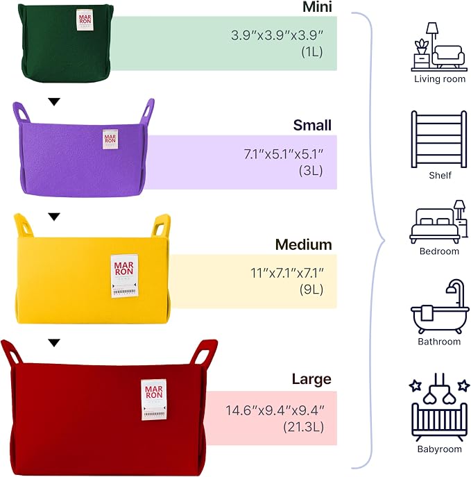Collapsible Felt GRAY Storage Bin Large 14.6"x9.4"x9.4" – Foldable Basket - Image 5