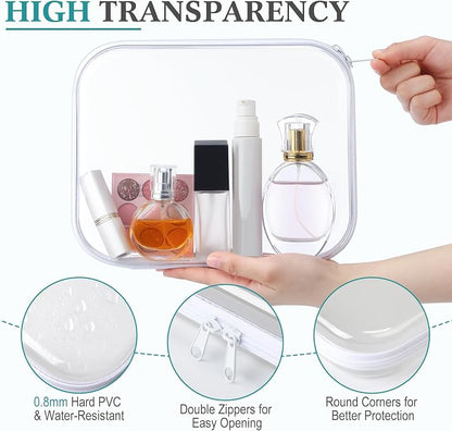 Sanwuta 6 Pcs Clear Hard Zipper Case Hard Plastic Zipper Pouches Transparent - Image 3