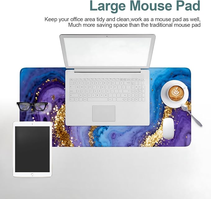 Blue and Gold Stripes Gaming Mouse Pad 31.5"x11.8"Desk Mat Anti-Slip Rubber - Image 6
