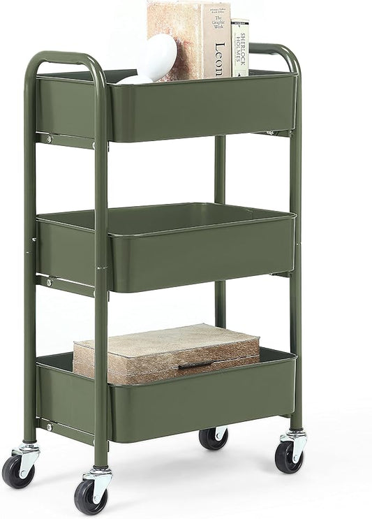 SunnyPoint 3-Tier Delicate Compact Rolling Metal Storage Organizer by SunnyPoint
