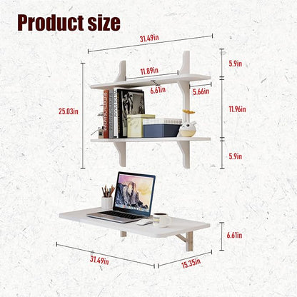 Pmnianhua Wall Mounted Folding Table, Foldable Drop Leaf Table, Wall Mount Fold - Image 2