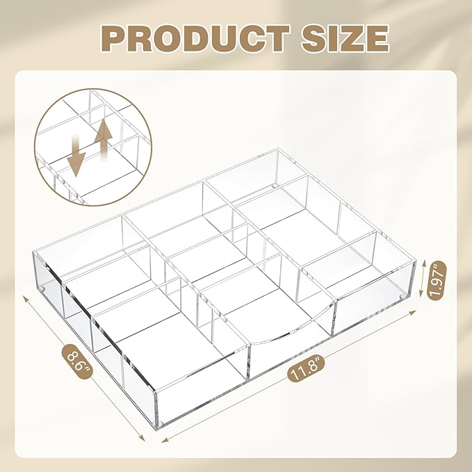 Acrylic Drawer Organizer Clear Desk Drawer Organizer Trays - Image 2