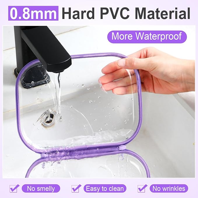 Sanwuta 6 Pcs Clear Hard Zipper Case Hard Plastic Zipper Pouches Transparent - Image 4