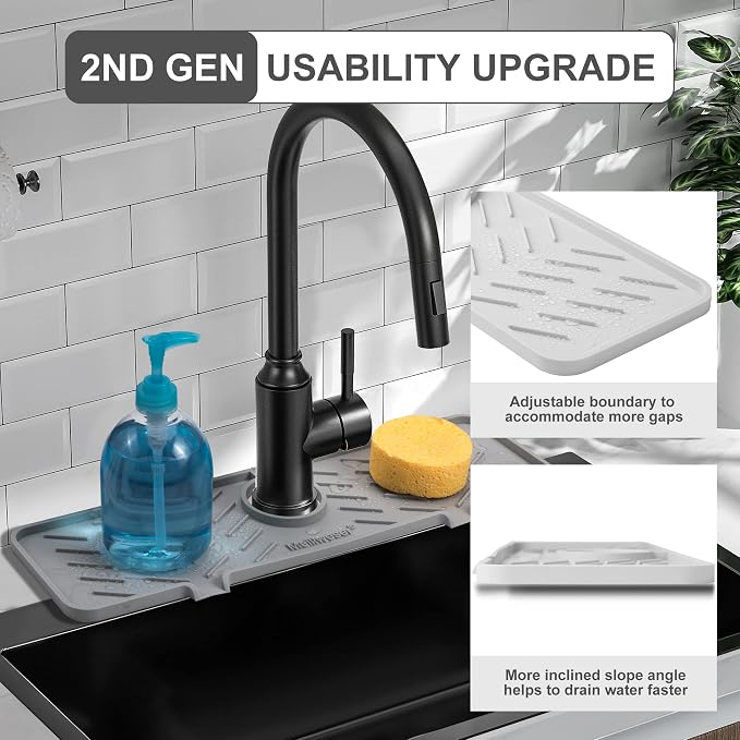 Meiliweser Silicone Faucet Mat for Kitchen Sink – Gen 2 Splash Guard - Image 3