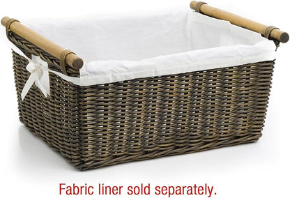 The Basket Lady Pole Handle Wicker Storage Basket, Extra Large, 20 in L x 16 in - Image 2