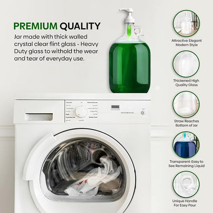 Gallon Glass Pump Dispenser Bottle, Large Jug Laundry Liquid Detergent Dispenser - Image 5