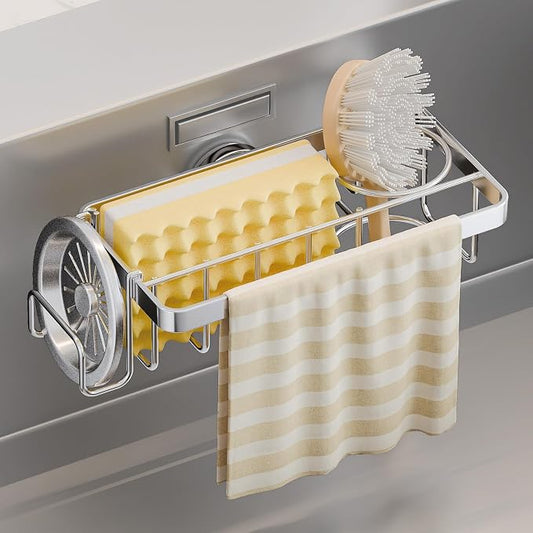 TAILI Sponge Holder with Strong Suction Cup, 4-in-1 Rustproof Sink Organizer by TAILI
