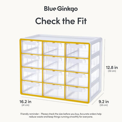 Blue Ginkgo Large 12-Drawer Cabinet – Stackable Clear Organizer - Image 2