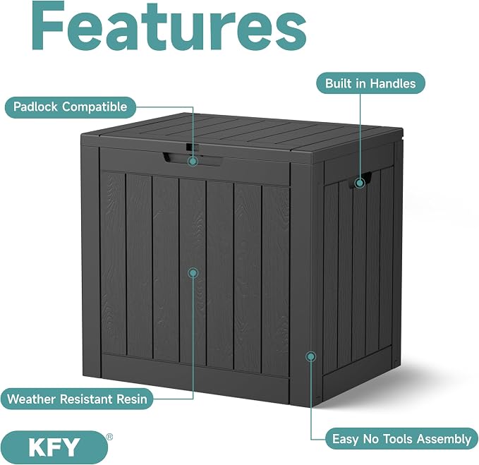 30 Gallon Waterproof Resin Deck Box, UV Resistant Outdoor Storage - Image 3