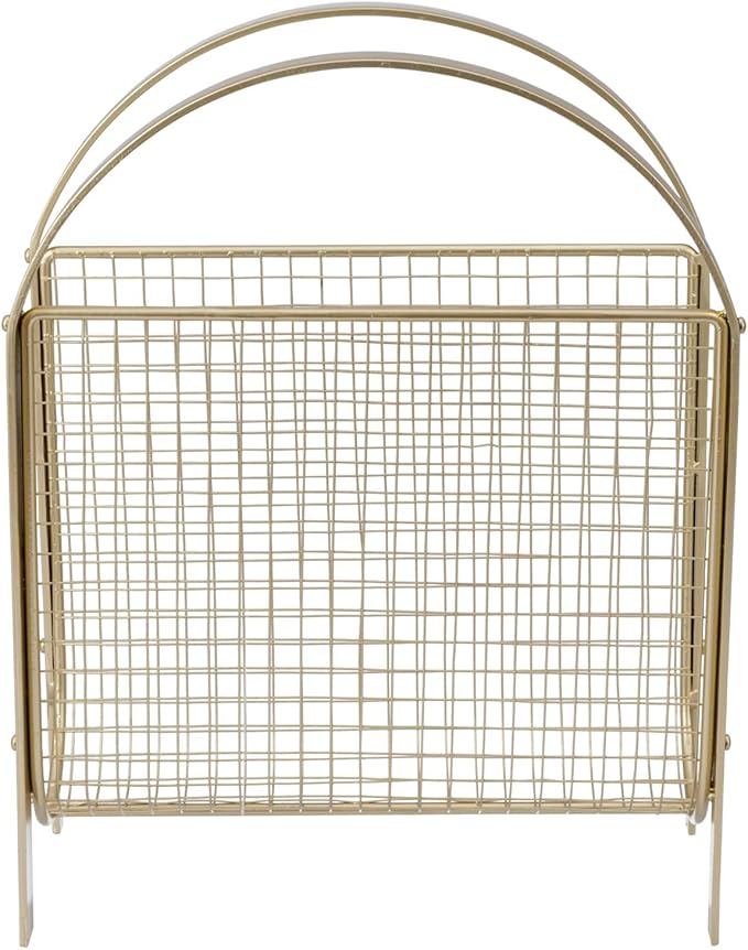 MyGift Mid-Century Design Magazine Rack, Matte Black Tone Metal Mesh - Image 7