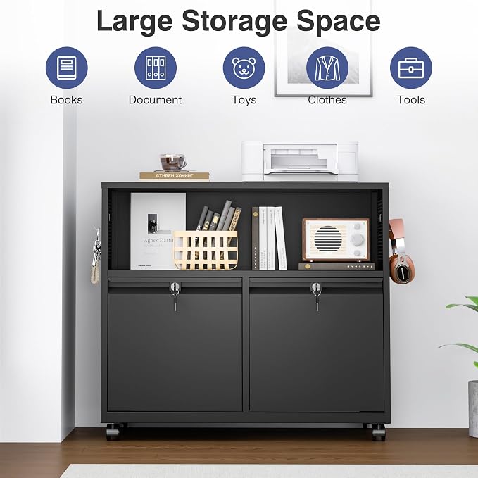 Metal File Cabinet, 2 Drawer Filing Cabinet - Image 8