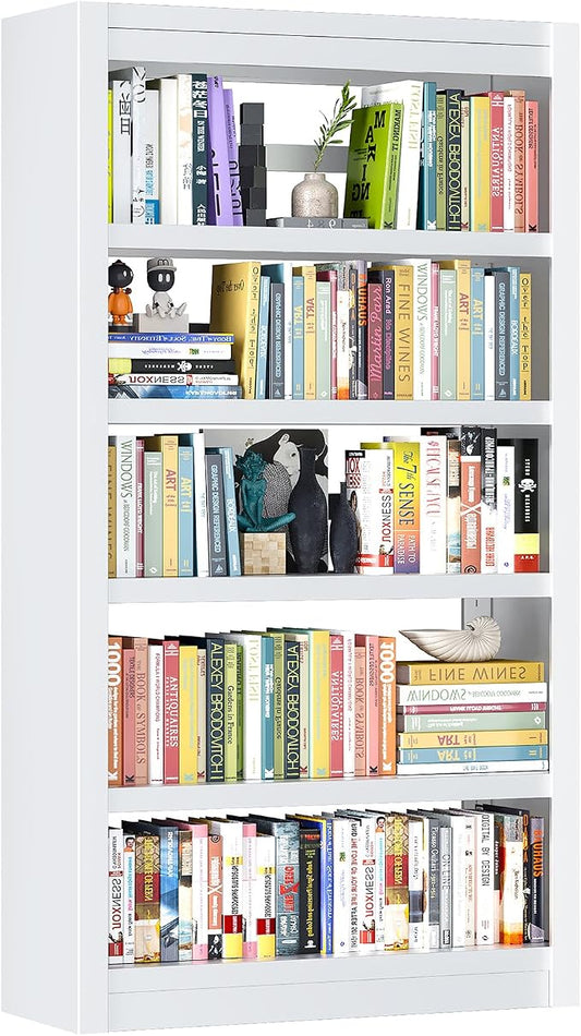 Bookshelf, 5-Tier Sturdy Bookcase, Adjustable Book Shelf, Large Capacity per by LyAosdFu