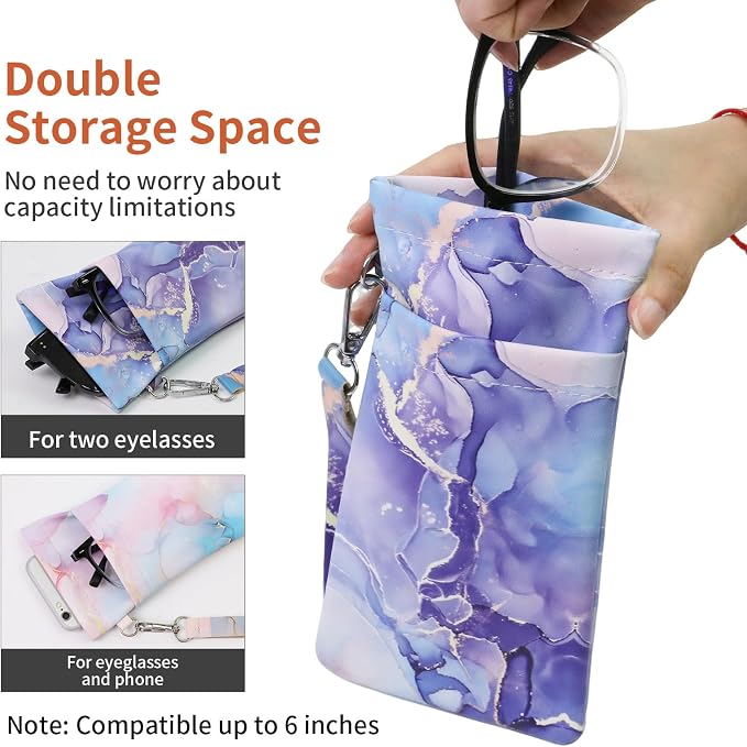 Double Eyeglass Case Soft Dual Glasses Case - Image 6