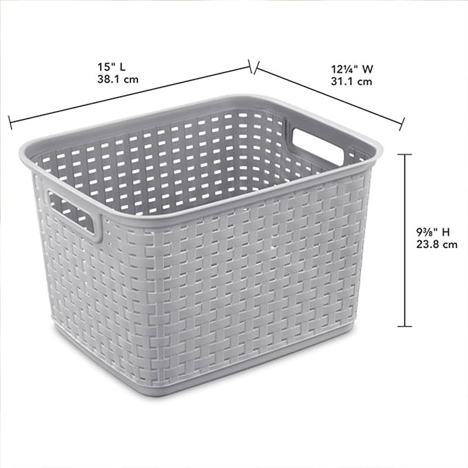 Sterilite 12-Pack Tall Weave Basket, Wicker-Style Plastic Open Storage Bin - Image 2