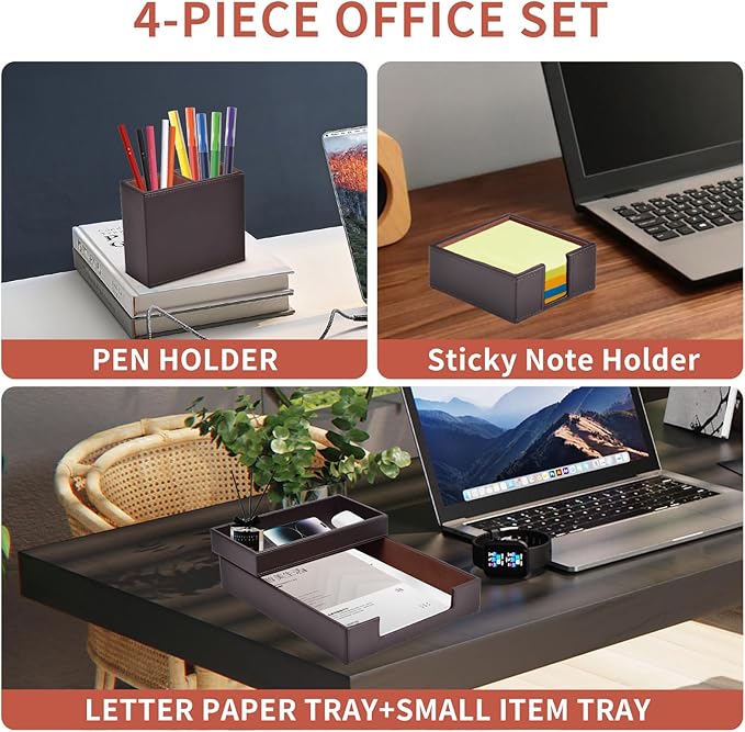 4 Pack Leather Office Supplies/Desk Organizer - Image 2