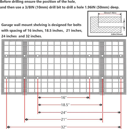 4-Pack 1.5x3FT Garage Shelving 17.7-inch-by-35.8-inch Wall Shelf Garage Storage - Image 5