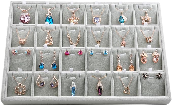 Oirlv Velvet Jewelry Tray 24 Grid liner Pendant Earrings Organizer Storage by Oirlv