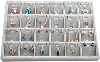 Oirlv Velvet Jewelry Tray 24 Grid liner Pendant Earrings Organizer Storage by Oirlv