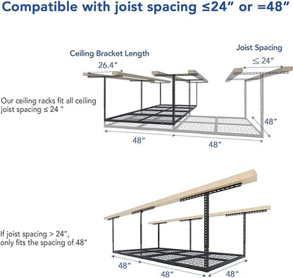 FLEXIMOUNTS 4x8 Overhead Garage Storage Rack, Adjustable Organization System - Image 6