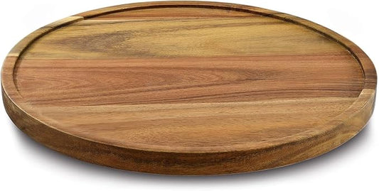 11" Acacia Wood Lazy Susan Organizer Kitchen Turntable by AUAM