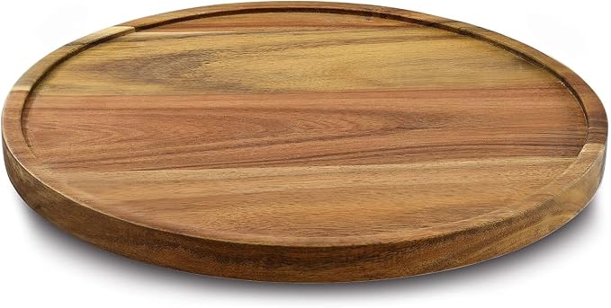 9" Acacia Wood Lazy Susan Organizer Kitchen Turntable by AUAM