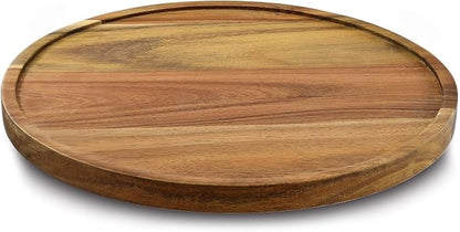 9" Acacia Wood Lazy Susan Organizer Kitchen Turntable by AUAM