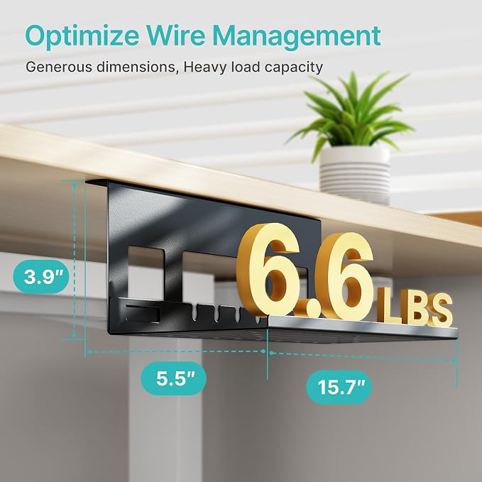 Under Desk Cable Management Tray, 15.7 Inches Metal Cord Organizer Rack - Image 4
