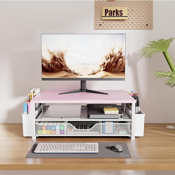 OPNICE Desk Organizers and Accessories, 2-Tier Computer Monitor Stand Riser - Image 2