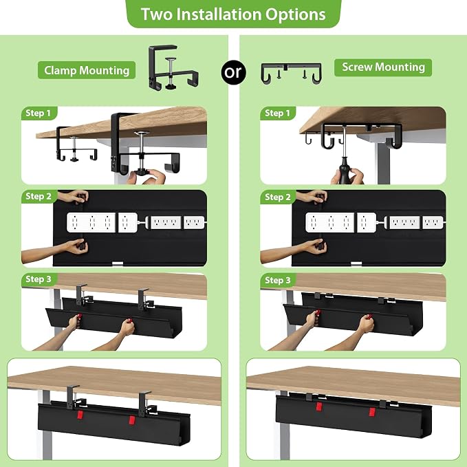KEEGH No Drill Under Desk Cable Management Tray - Image 6
