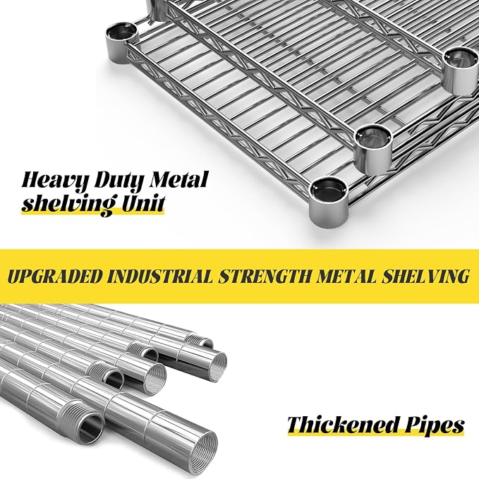 45" W x 20" D x 72" H Heavy Duty Wire Shelving Unit, 5-Tier Utility Storage - Image 4