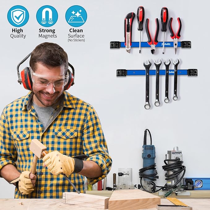 4 Pieces 12" Magnetic Tool Holder Strip, Metal Tool Organizer Rack - Image 2