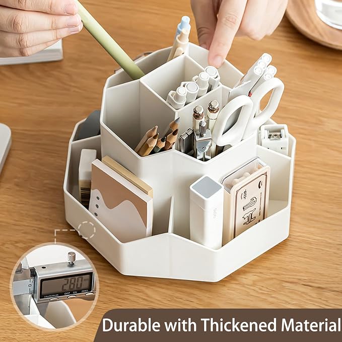 Pencil Pen Holder for Desk, 9 Slots 360 Degree Rotating Desk Organizer - Image 2