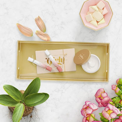 Plastic Gold Vanity Tray with Handles, Small Decorative Tray Desktop Storage - Image 4