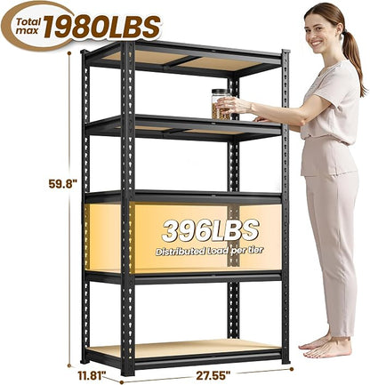 5-Tier Storage Shelves, 1980LBS Adjustable Pantry Shelves, Metal Shelving Unit - Image 3